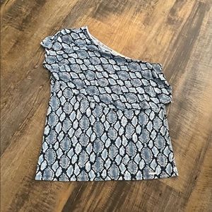 Michael Kors blue /navy snakeskin one shoulder blouse